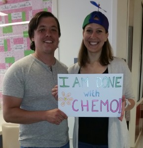Cait and Mike Telaak after Caits final adjuvant chemo.